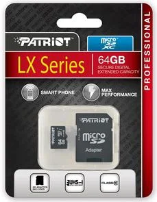 Фото: FLASH пам'ять Patriot LX Series Micro SDXC 64GB with adapter (PSF64GMCSDXC10) № 2 | KTC