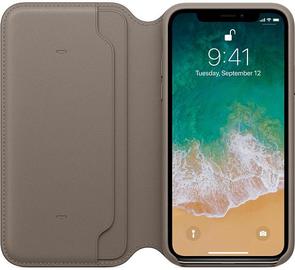 for iPhone X - Leather Folio Taupe