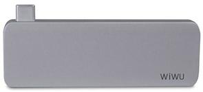 USB-хаб WIWU Adapter USB-C to USB-C/SD/2xUSB3.0 Gray (T6 5in1)