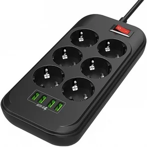 Фото: Мережевий фільтр ColorWay CW-CHE64B 4xUSB 6/2m Black № 2 | KTC