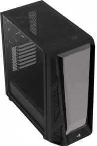 ATX, Aerocool NightHawk, No PSU, Fan 1x12cm, 2xUSB3.0, Black, прозора бокова стінка