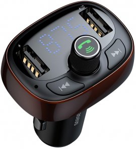 Автомобільний зарядний пристрій + FM-трансмітер Baseus T-Typed BT-MP3 2xUSB Standard edition (CCALL-TM12)