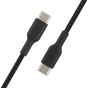 Кабель USB Type-C (CM/CM) 1м, Belkin Braided, Black