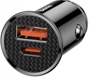  Зарядний пристрій Baseus Circular Plastic A/Type-C 30W Dual QC3.0 Black (CCALL-YS01)