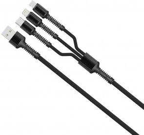 Фото: Кабель ColorWay 3in1 AM / Lightning/MicroUSB/Type-C 1.2m Gray (CW-CBU3003-GR) № 2 | KTC