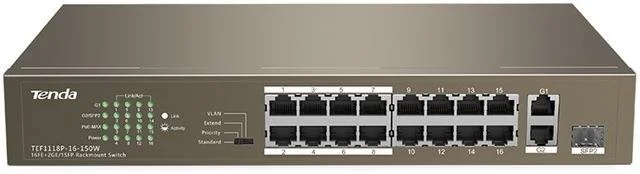 Фото: Комутатор Tenda TEF1118P-16-150W № 3 | KTC