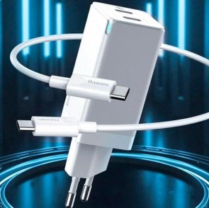 Зарядний пристрій Baseus GaN2 45W White with USB-C Cable (CCGAN-M02)