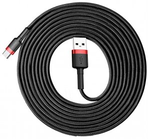 Кабель Baseus Cafule 2A AM / Type-C 3m Red/Black (CATKLF-U91)