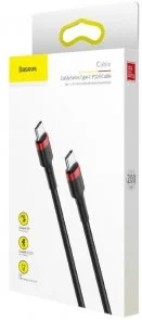 Фото: Кабель Baseus Cafule 20V 3A CM / CM 2m Red/Black (CATKLF-H91) № 7 | KTC
