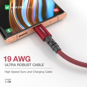 Кабель AMAZINGthing Antimicrobial Power Max Plus 3.2A AM / Type-C 1.1m Red (TCPSllMRD)