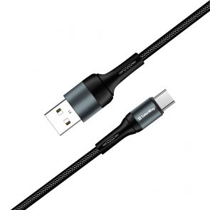 Кабель ColorWay Nylon 2.4A AM / Type-C 1m Black (CW-CBUC045-BK)