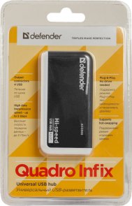 USB-хаб Defender USB 2.0 4 Port Quadro Infix (83504)