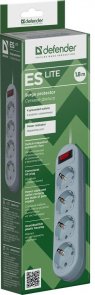 Мережевий фільтр Defender ES Lite 4/1.8m Grey (99487)