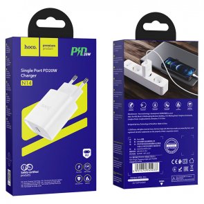 Зарядний пристрій Hoco N14 Smart Single Port PD20W White