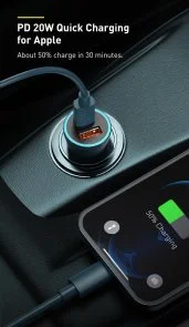 Фото: Автомобільний зарядний пристрій Baseus Golden Contactor Pro Dual U/C 40W Dark Gray (TZCCJD-0G) № 4 | KTC