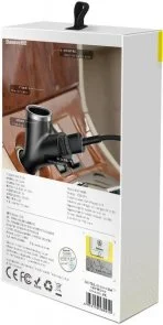 Фото: Автомобільний зарядний пристрій Baseus Y Type Car Charger with 2x USB and Extended Cigarette Lighter Port 3.4A Black (CCALL-YX01) № 8 | KTC