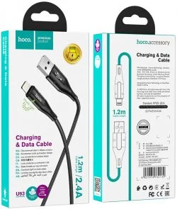 Фото: Кабель Hoco U93 Shadow LED AM / Micro USB 1.2m Black (U93 MicroB Black) № 3 | KTC