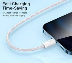 Фото: Кабель Baseus Dynamic Series Fast Charging Data Cable 2.4A AM / Lightning 1m White (CALD000402) № 5 | KTC