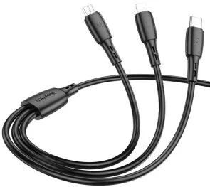 Фото: Кабель BOROFONE BX71 2A AM / MicroUSB/Type-C/Lightning 1m Black (BX71B) № 3 | KTC