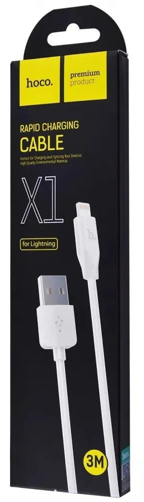 Фото: Кабель Hoco X1 Times speed AM / Lightning 3m White (X1_Lightning3_White) № 4 | KTC