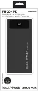 Фото: Батарея універсальна RealPower PB-20k PD 20000mAh Black № 5 | KTC