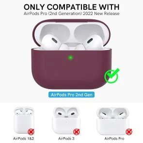 Фото: Чохол for AirPods Pro 2 - Silicon Case Two Parts Burgundy № 3 | KTC