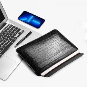 Чохол WIWU Skin Croco Geniunie Leather Sleeve for MacBook Pro 14.2 Black (6936686403993)