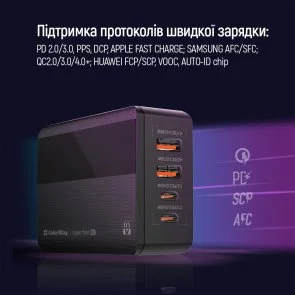 Фото: Зарядний пристрій ColorWay Power Delivery 65W Black (CW-CHS040PD-BK) № 7 | KTC