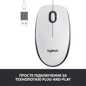 Фото: Миша Logitech M100 USB White (910-006764) № 7 | KTC