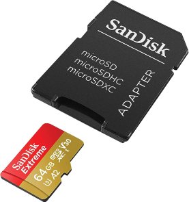 Карта пам'яті SanDisk Extreme A2 V30 UHS-I U3 Micro SDXC 64GB with adapter (SDSQXAH-064G-GN6MA)