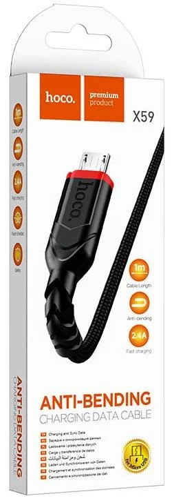 Фото: Кабель Hoco X59 Victory 2.4A AM / Micro USB 1m Black (6931474744890) № 2 | KTC