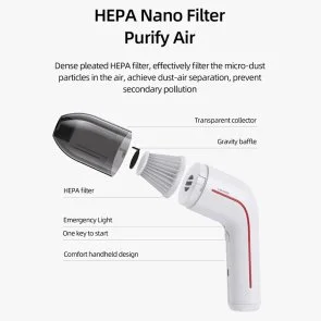 Фото: Автомобільний пилосос Usams US-ZB253 Mini Handheld Vacuum Cleaner LEJ Series White (XCQZB25301) № 6 | KTC