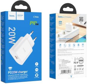 Зарядний пристрій Hoco C94A Metro 20W White (C94A_Metro_White)