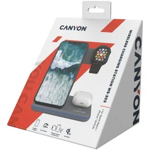 Фото: Бездротова зарядна станція Canyon WS-303 3in1 Dark Grey (CNS-WCS303DG) № 5 | KTC