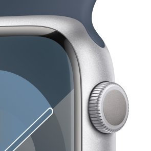 Смарт годинник Apple Watch Series 9 GPS 45mm Silver Aluminium Case with Storm Blue Sport Band - S/M (MR9D3)