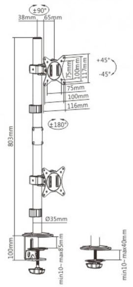 Кронштейн BRATECK LDT66-C02V Black