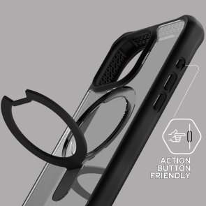 Чохол iTSkins for iPhone 15 Pro Max HYBRID R Stand with MagSafe Black and transparent (AP5U-HMSTD-BKTR)