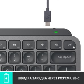 Клавіатура Logitech MX Keys Mini US/Ukr Graphite (920-010498)