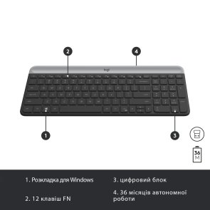 Комплект клавіатура+миша Logitech MK470 Slim Combo Graphite (920-009204)