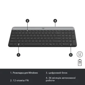 Фото: Комплект клавіатура+миша Logitech MK470 Slim Combo Graphite (920-009204) № 6 | KTC