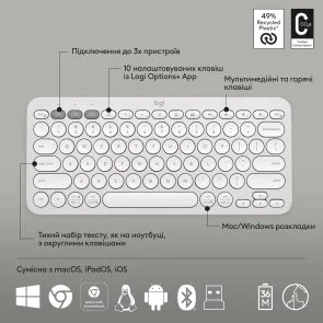 Фото: Комплект клавіатура+миша Logitech Pebble 2 Combo Tonal White (920-012240) № 12 | KTC