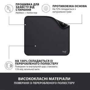 Фото: Килимок Logitech Mouse Pad Studio Series 200x230x2mm Graphite (956-000049) № 4 | KTC
