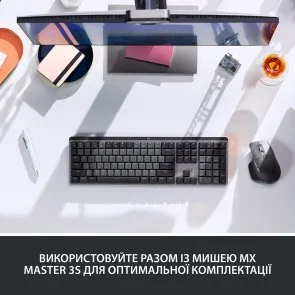 Фото: Клавіатура Logitech MX Mechanical Wireless Illuminated Performance Clicky US/UKR Graphite (920-010759) № 12 | KTC