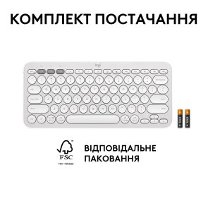 Клавіатура компактна Logitech Pebble Keys 2 K380s US International Tonal White (920-011852)