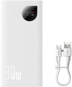  Батарея універсальна Baseus Digital Display 10000mAh 30W White (PPAD040002)