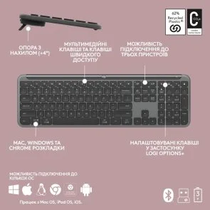 Фото: Клавіатура Logitech Signature Slim K950 Wireless Graphite (920-012465) № 8 | KTC