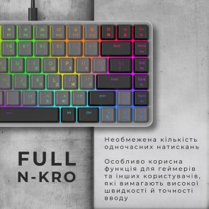 Клавіатура GamePro MK141R Red Switch Low Profile RGB USB Dark Gray