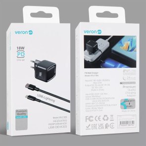 Зарядний пристрій Veron VR-C18Q 18W Black with AM/Lightning (VR-C18Q_lightning)