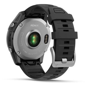 Смарт годинник Garmin Fenix E - 47 mm AMOLED Stainless Steel with Black Silicone Band (010-03025-00)