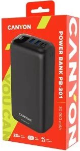 Фото: Батарея універсальна Canyon PB-301 30000mAh 22.5W Black (CNE-CPB301B) № 4 | KTC
